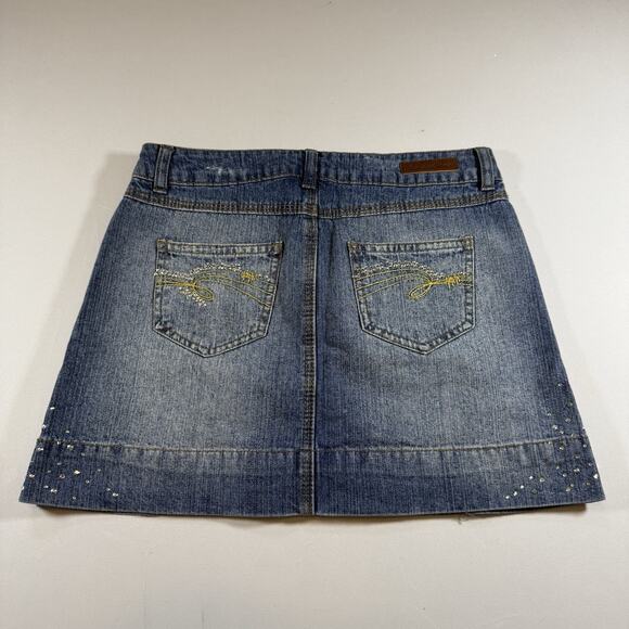 Limited Too Vintage Dead Stock Bedazzled Mid Rise Mini Jean Skirt - Girls 12 - Picture 3 of 11